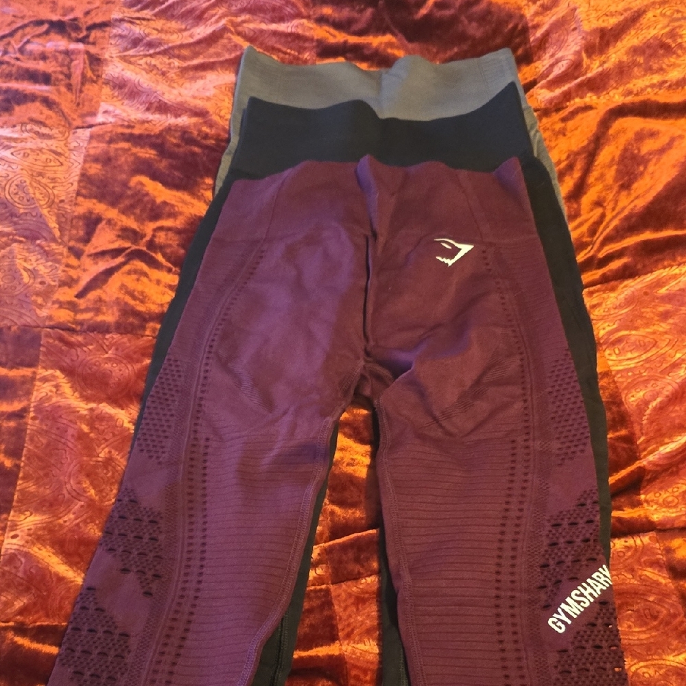 Gymshark  Maroon and Black Leggings